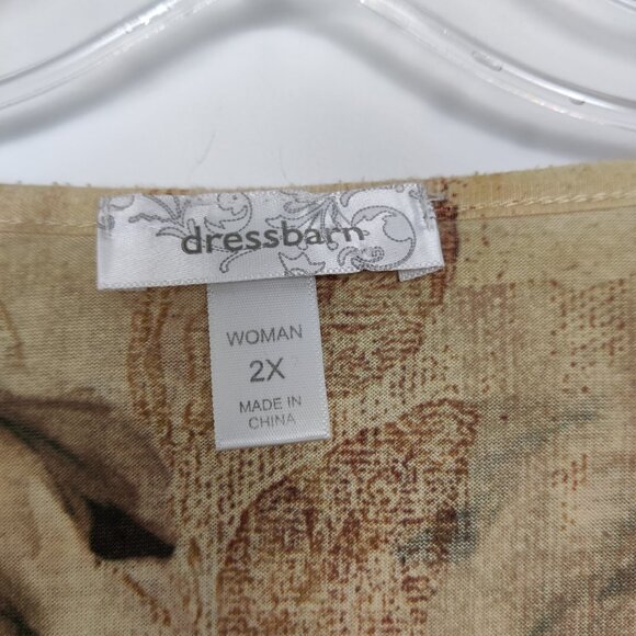 Dressbarn Women's Blouse Size 2X Beige Flowered Jeweled Cord Embroidery Y2K Chic - Picture 2 of 11